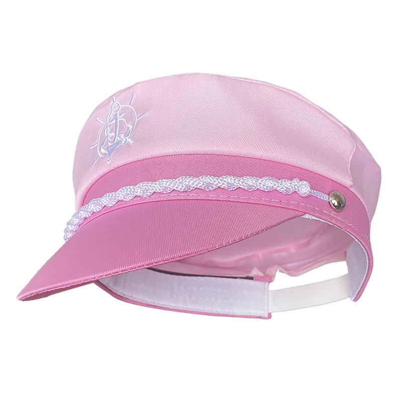 

Cross-border pink navy cap flat-top yacht vacation Fengshuiman captain captain hat girl powder foreign trade same model Amazon One Size