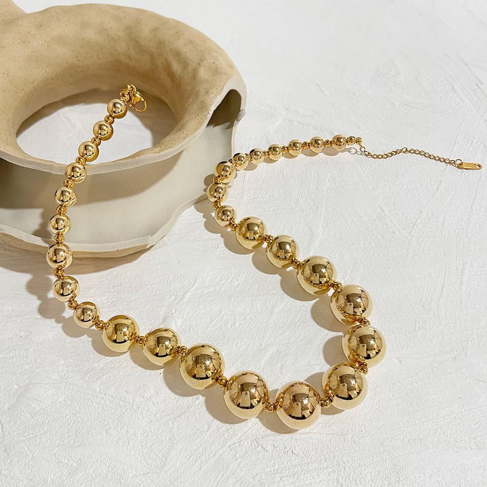 Exaggerated Wind Transfer Beads Personalized Beaded Gold Necklace CCB Round Beads Cold Hip-hop Wind Necklace