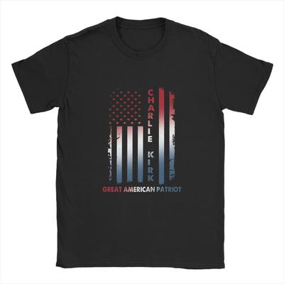 Awesome Charlie Kirk Great American Patriot T-Shirts Men Crew Neck 100% Cotton T Shirt  Short Sleeve Tee Shirt Classic Clothes