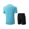 Li Ning Badminton Series Color Block V-Neck Comfortable Breathable Versatile Short Sleeve T-Shirt Mid Waist Shorts Casual Sports Set AATV013-5
