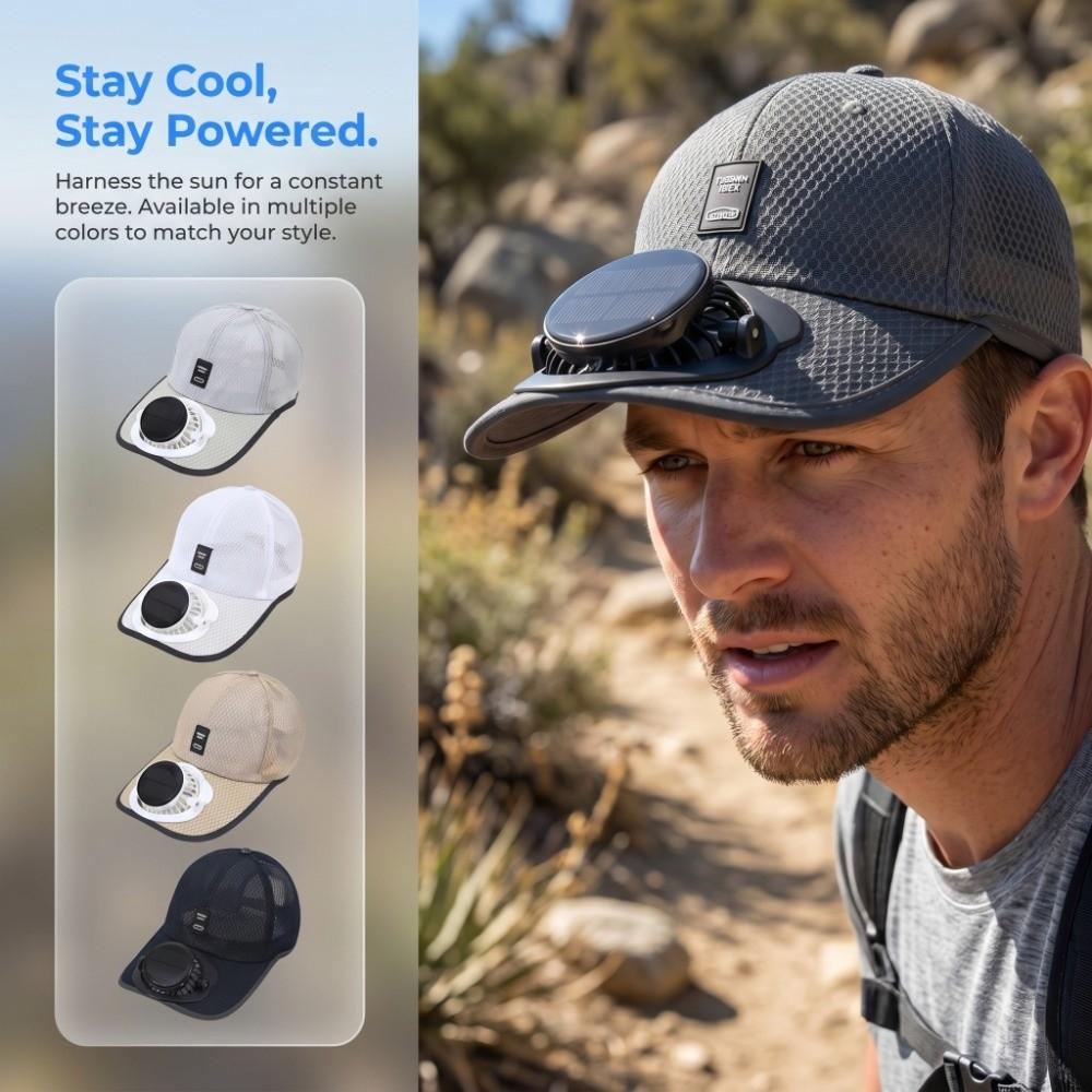 Sun Protection Solar Powered Fan Hat UV Protection Breathable Mesh Sun Hat Hot Weather
