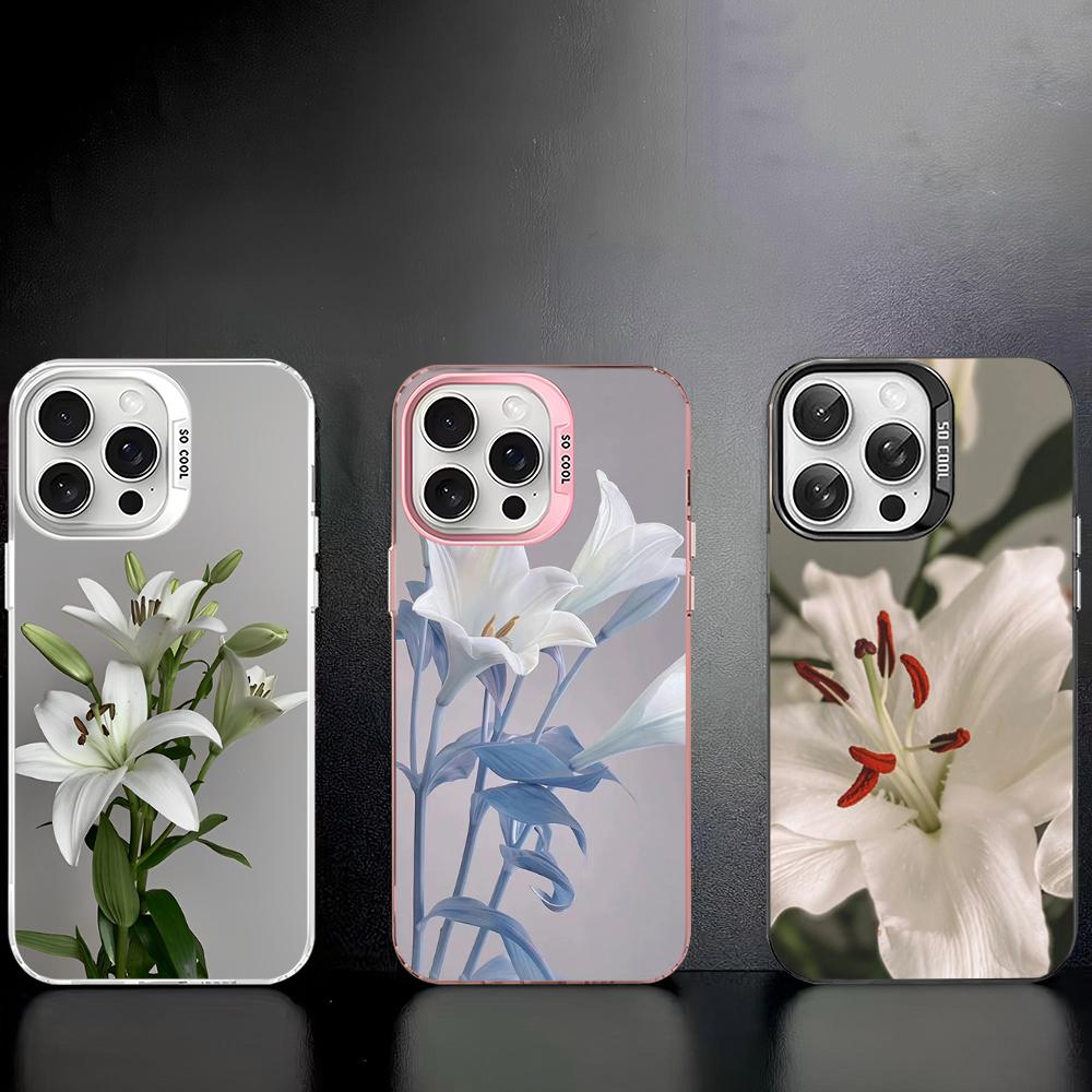 Lily Flowers Phone Case For iPhone 16 15 14 13 12 11 Pro Max X XR XSMAX 8 7 Plus Matte Shockproof Back Cover