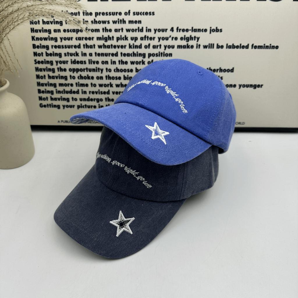 Baseball cap peaked cap purchasing hat spring new embroidery soft top letters casual versatile little stars