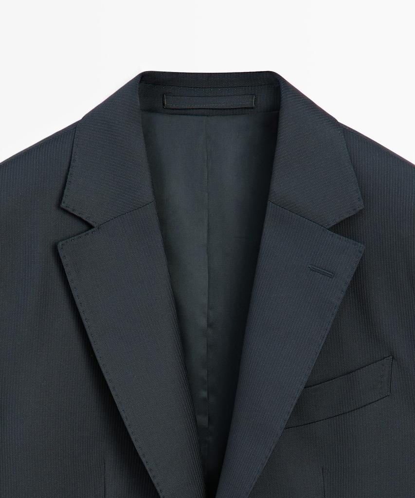 Massimo Dutti Striped Wool Blend Suit Blazer