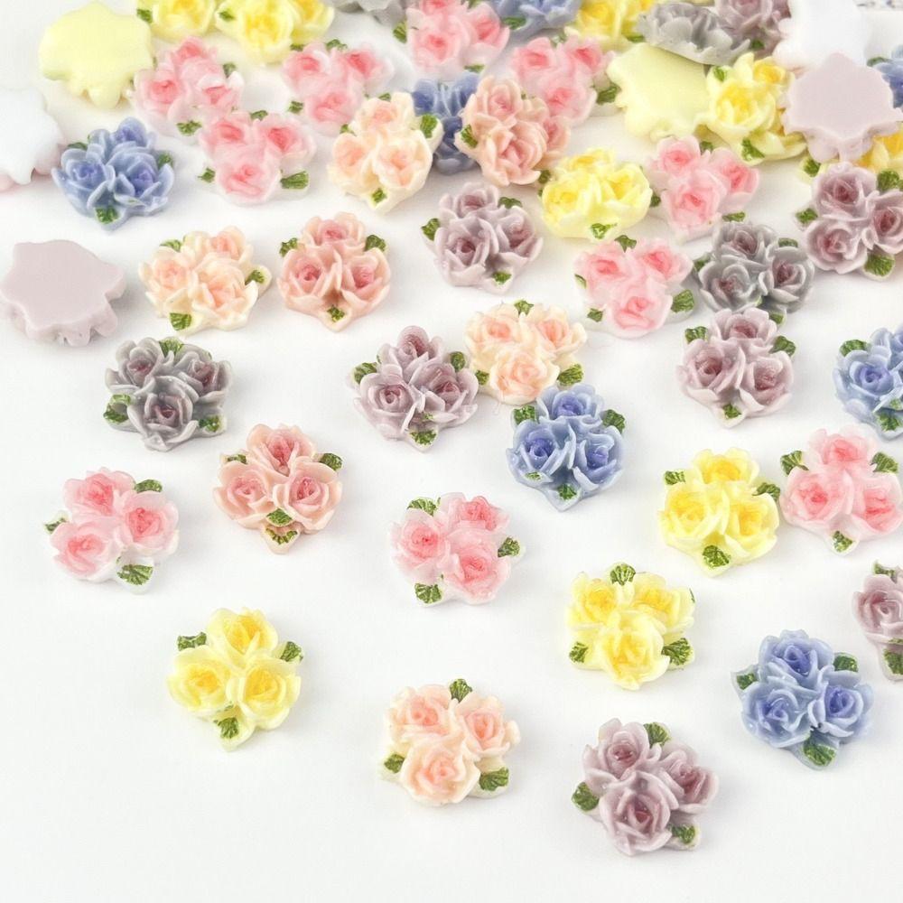 

20 шт. мультяшные трехцветные украшения для ногтей с цветком камелии, аксессуары для ногтей из смолы, украшения для ногтей