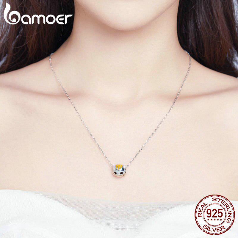 BAMOER Enamel Beads Silver 925 Baby Kitty Cat Person Charms for 3mm Snake Bracelet Must-have Charms