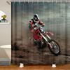 Dirt Bike Shower Curtain Boys Bathroom Bathtubs Motocross Rider Extreme Sports Bath Mountain Curtains Polyester Perfect For