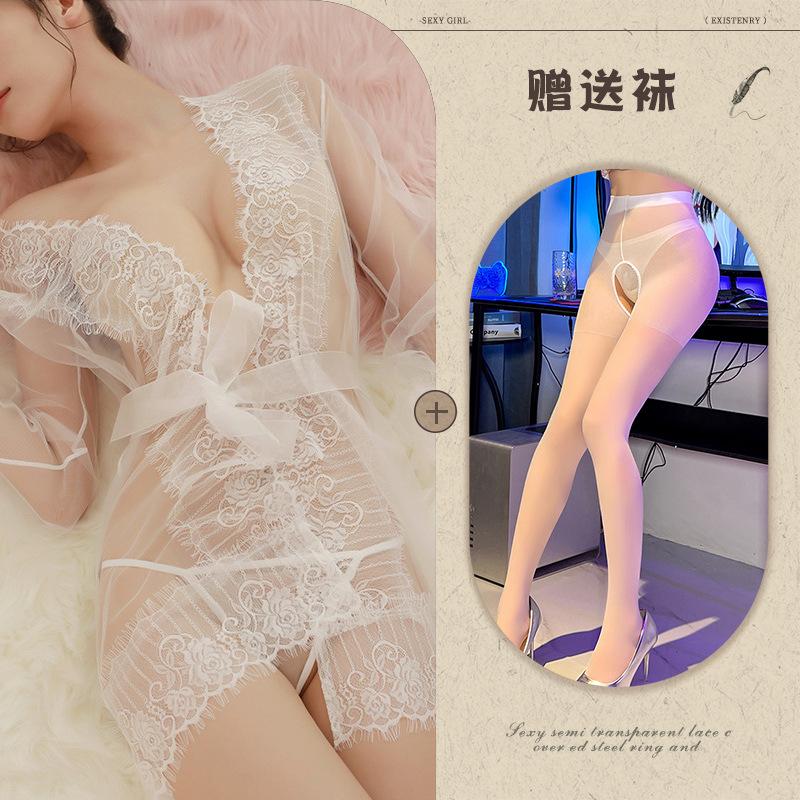 New sex underwear sexy lace skirt perspective open file hot jacket three-point underwear set