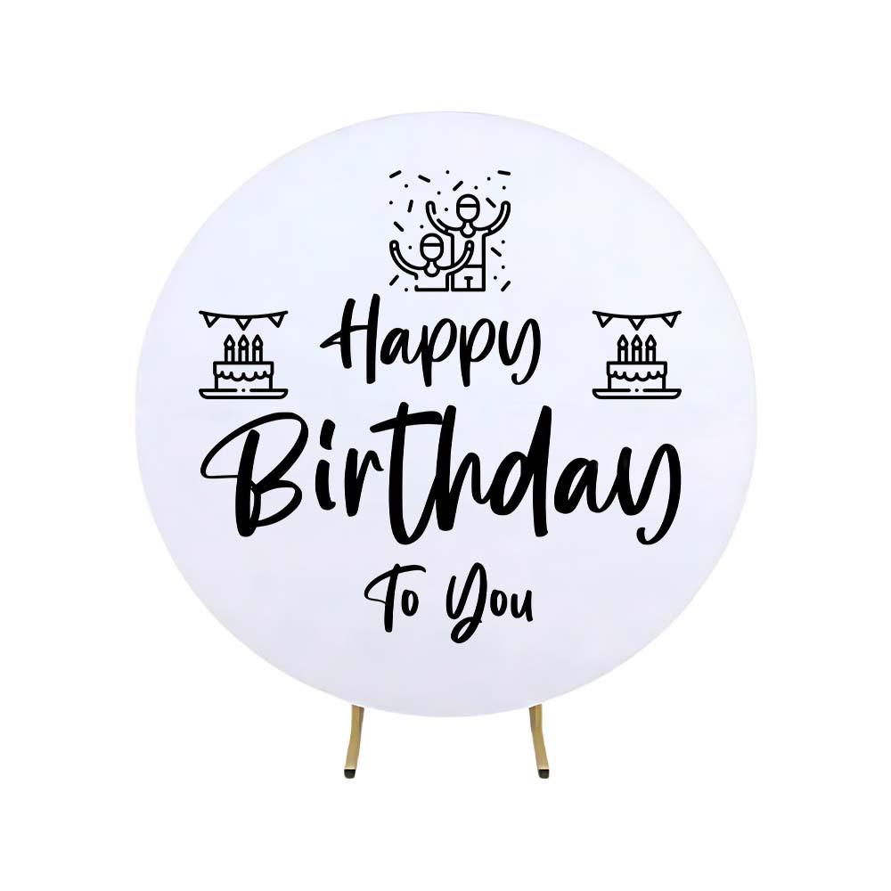 

Cross-Border New Happy Birthday Party Round Stretch Fabric Backdrop 150CM/4.92FT/59inch