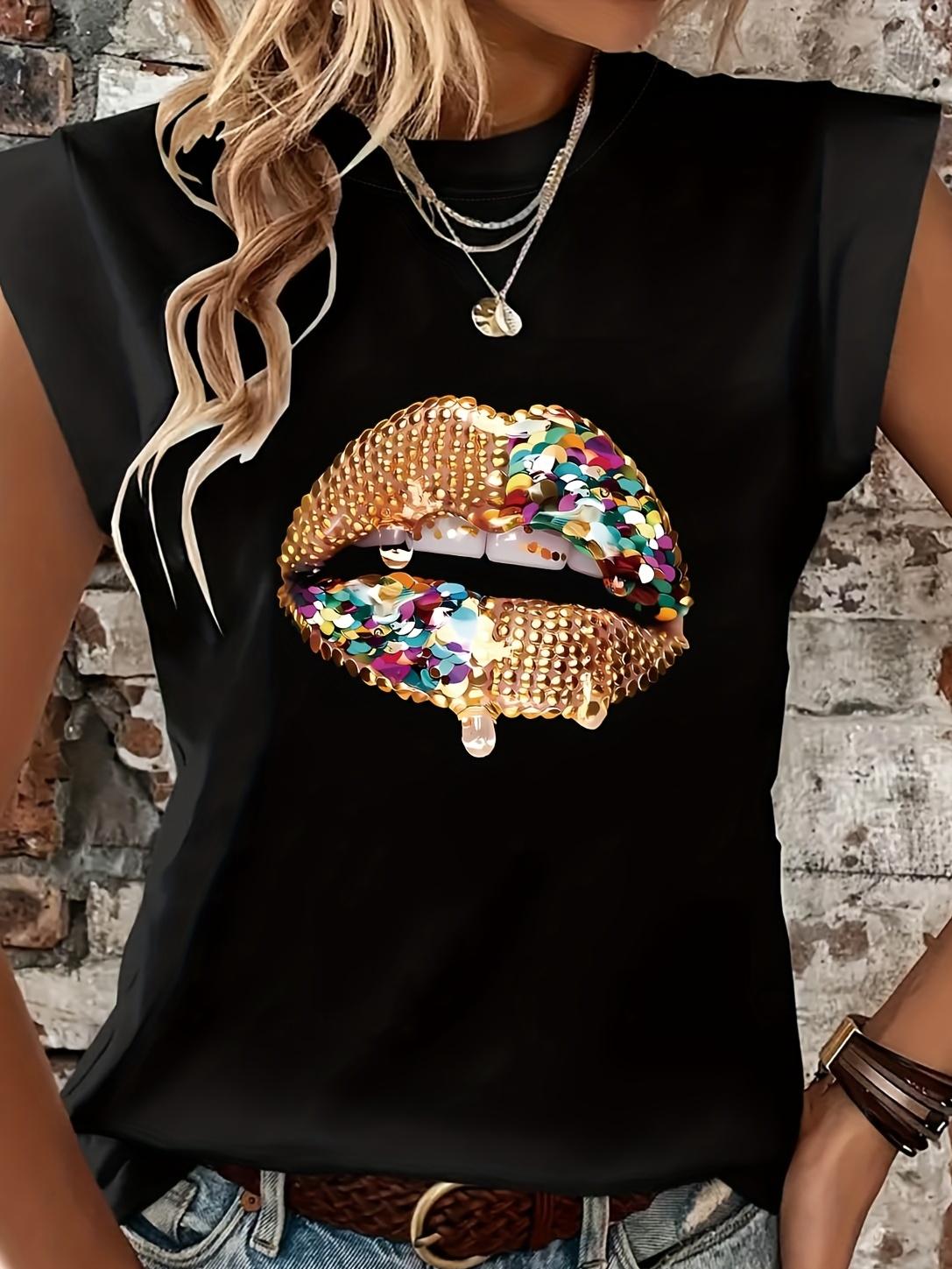 Sequins Lips T-shirt XXL