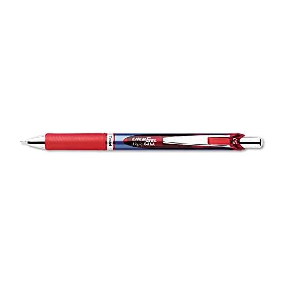 Pentel Gel Ink Ballpoint Pen Retractable Energel 0.5mm Blue Axis Red Ink BLN75-B Body Size: 16x11x155mm/14g