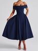 2025 Spring Fashion Solid Color Off-the-Shoulder Backless Bandeau Dress for Women