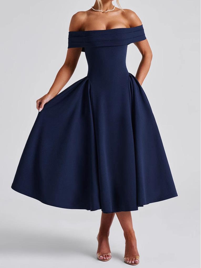 2025 Spring Fashion Solid Color Off-the-Shoulder Backless Bandeau Dress for Women