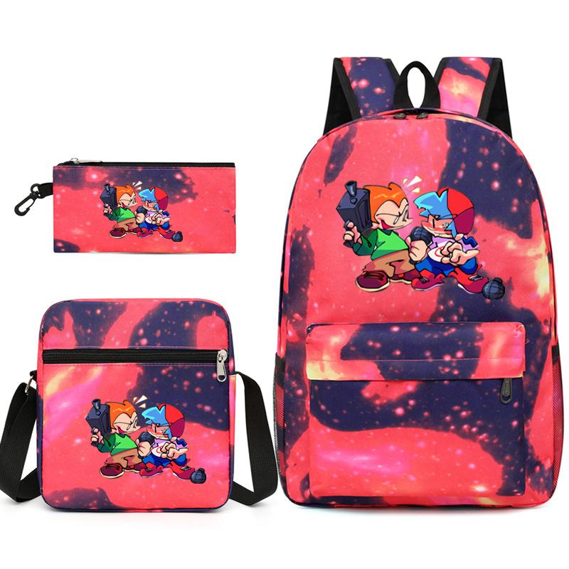 Classic Popular Friday Night Funkin Printed 3pcs/Set Pupil School Bags Laptop Daypack Backpack Inclined Shoulder Bag Pencil Case