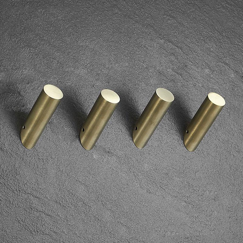 4pc 304 Stainless Steel Bathroom Towel Hook Brushed Gold Wall-mounted Coat Hook Hat Robe Key Bag Hanger Bathroom Hardware