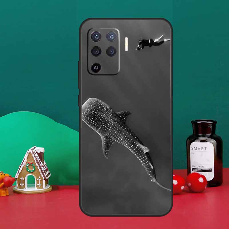 Cute Ocean Whale Fish Case For Oppo A98 A78 A58 A38 A18 A54 A74 A94 A80 A60 A40 A96 A76 A16 A15 A17 A57 A5 A6 Pro