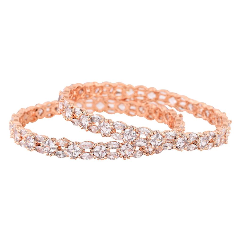 Spectacular Estele Designer Rose Gold Plated CZ Bracelet for Women
