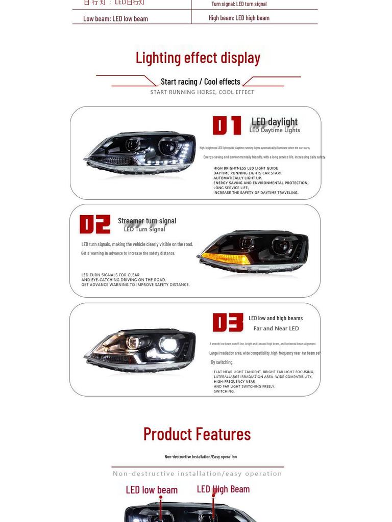 Volkswagen Sagitar (2012-2018) LED Headlight Assembly with Xenon & Daytime Running Lights