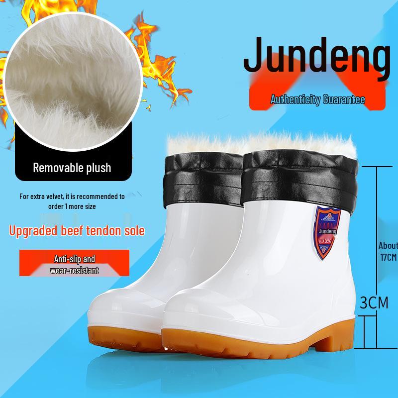 Military-Style Non-Slip White Rubber Boots for Men and Women - Thickened Wading Work Shoes