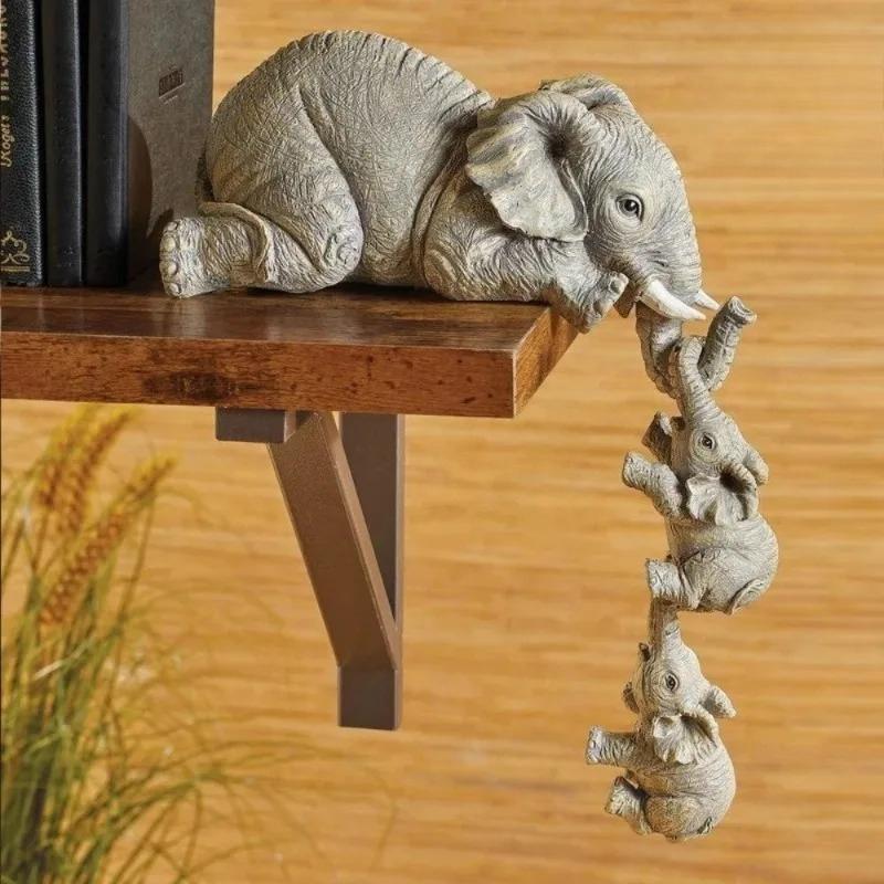 3 Pcs/set Elephant Set Lucky Longevity Gift, Mother and Child Elephant Ornament Crafts Design Cute Home Furnishings.