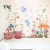 Waterproof PVC Window Clings for Glass 2Pcs Flower Fairy Wall Sticker, Flowers Butterfly And Mushroom Decal, Easy Apply Decals Watercolor Peel