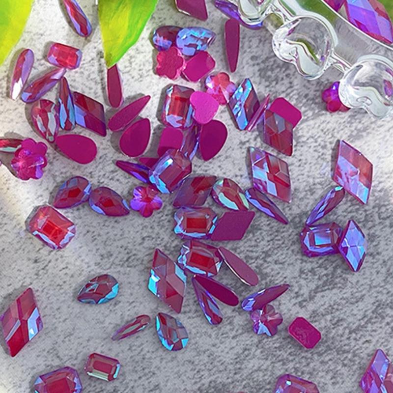 100PCS Rhinestones Nail Decorations Colorful Rhinestones Nail Art Charms Irregular Nail Art Rhinestones for Nail Design