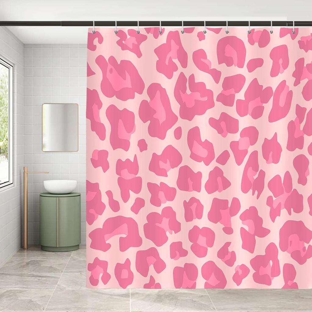 Cute gray leopard print shower curtain modern simple home bathtub bathroom curtain decoration, washable durable polyester fabric