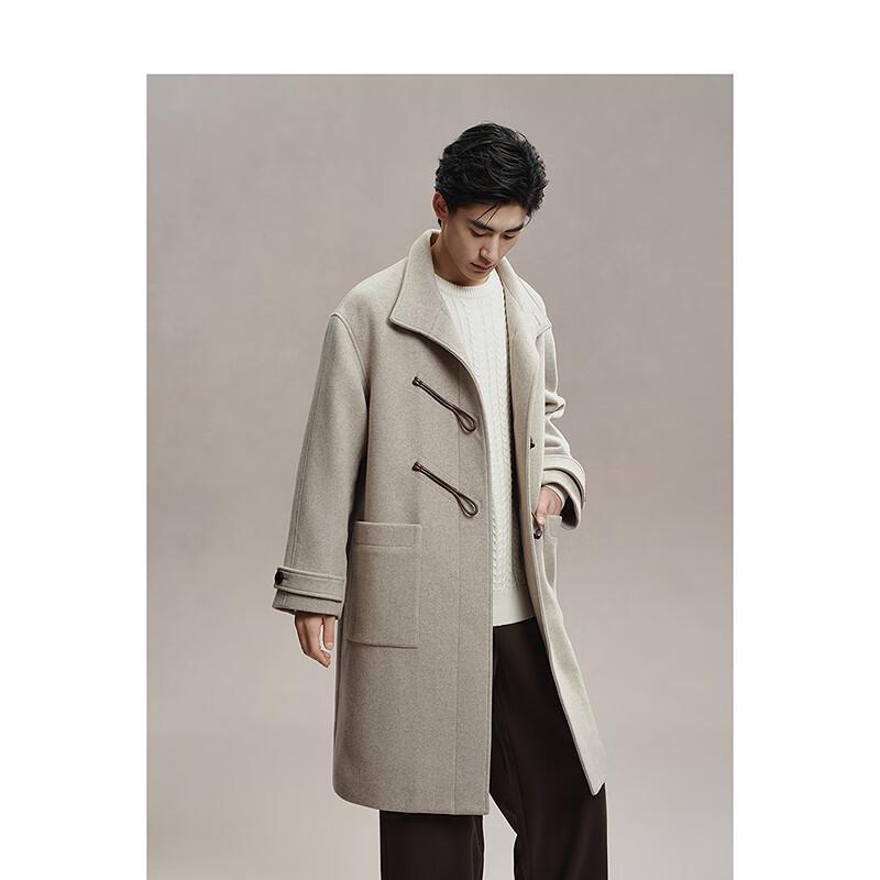 Peacebird Men's Winter Mid-Length Toggle Button Wool Blend Coat