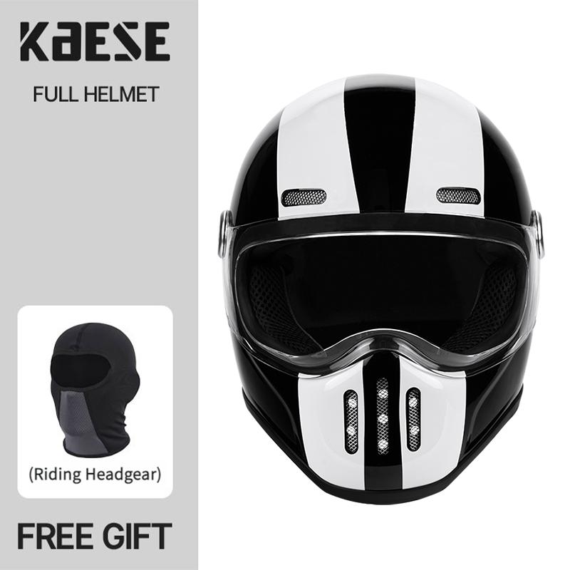 New Fashion Retro Motorcycle Helmets Fiberglass Shell Vintage Cafe Racer Fiber Glass Full Helmet for Motocross Scooter