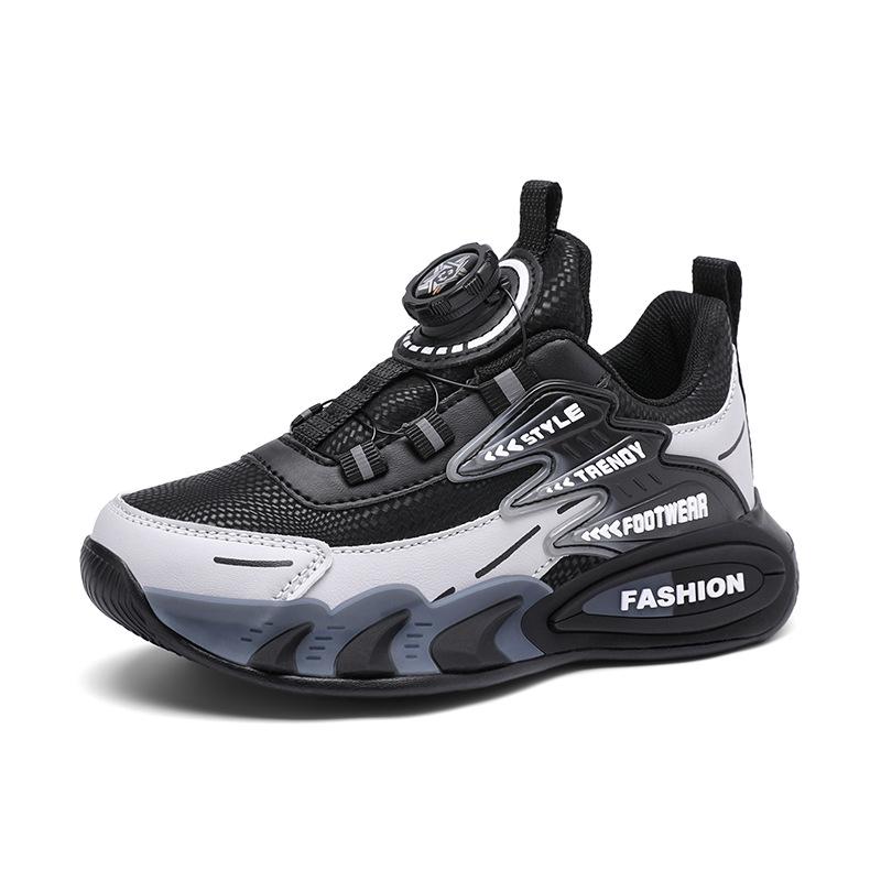 Boys' 2025 Autumn Mesh Leather Non-Slip Soft Sole Fashion Running Shoes