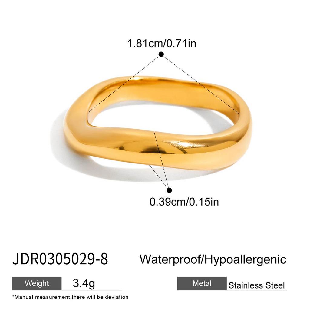 Zora Designer Minimalist 18K Gold-plated Stainless Steel Round Ring With Rhinestones Waterproof Trendy Women's Daily Jewelry