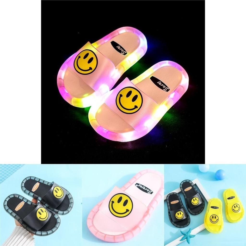 Smiley Luminous Led Slippers For Kids Soft And Slip-resistant Jelly Summer Sandals