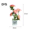 DYS Home Decor Artificial Plant Pot Rose Desktop Decor Faux Silk Flower Indoor Outdoor Imitation Flower Pot