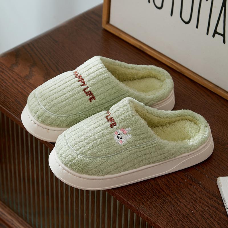 Cotton slippers women's indoor household thick-soled non-slip couple velvet warm bag head confinement shoes