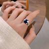 Women Ring Non-Fading All Match Exquisite Daily Wear Inlaid Zircon Blue Faux Gem High Gloss Lady Ring Fashion Jewelry