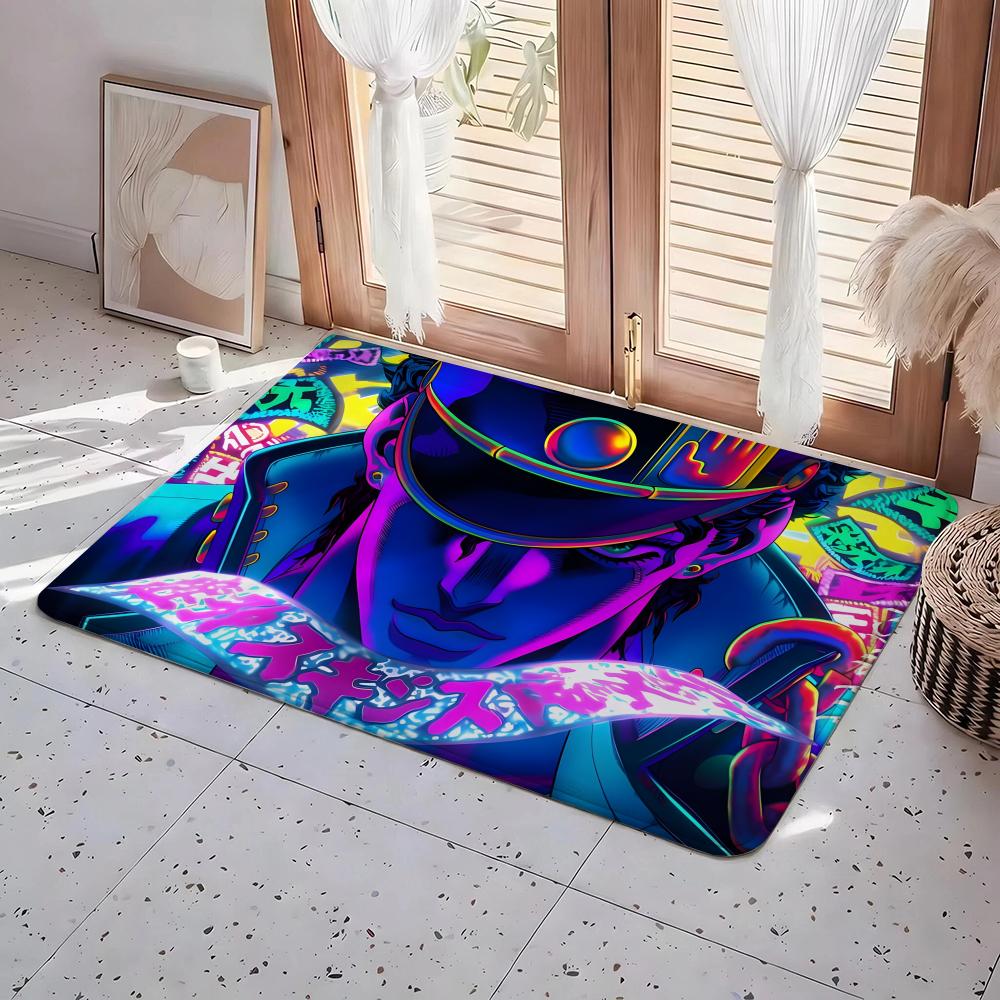 Anime A-J-J-JoJo B-Bizarre A-Adventure Floor Mat Eco Flannel Doormat Non-Slip Odorless Indoor Soft Short Plush Floor Rug