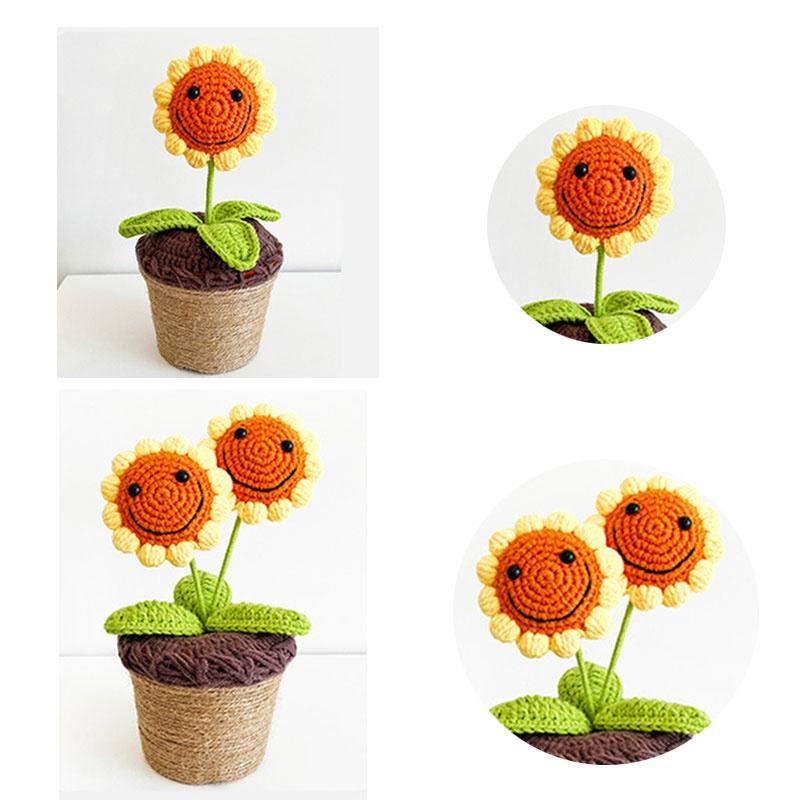 Knitted Sunflower Pot Plant Creative Décor For Your Home