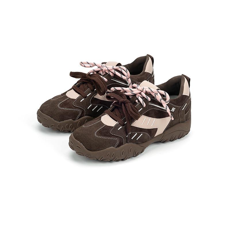 Leather Platform Dad Board Shoes Women's New Spring and Autumn Versatile Sports and Leisure Shoes Women