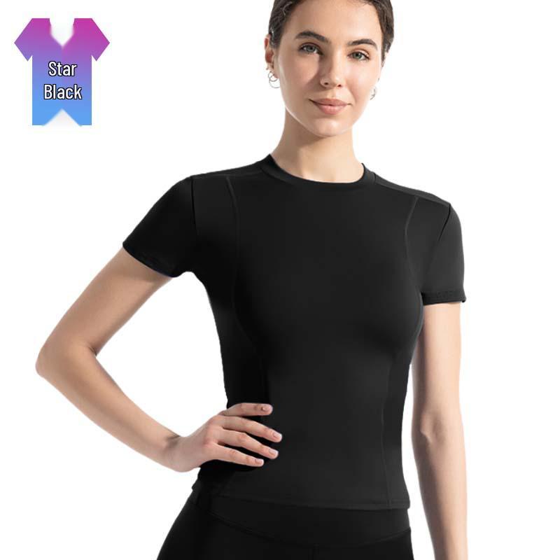 

Женская спортивная футболка с коротким рукавом, быстросохнущая, облегающего кроя, для бега, йоги, спортзала Small