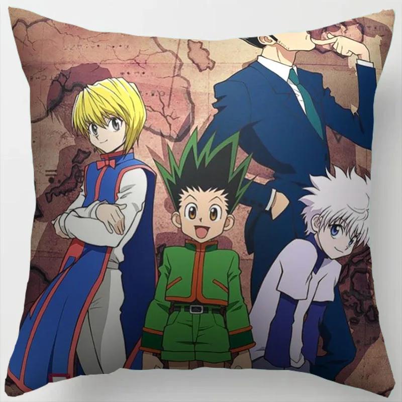 45CM Anime HUNTER Hisoka Kurapika Killua Zoldyck Druck Kissenbezug Wohnzimmer Zuhause Sofa Auto Dekoration Kissenbezug Kissenbezug