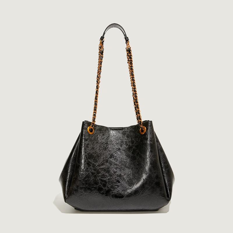 

European American Retro Women Bag Light Luxury High-end Chain Bag Stylish Large-capacity Crossbody Bag New Versatile Bucket Bags 30x11x26cm чорний