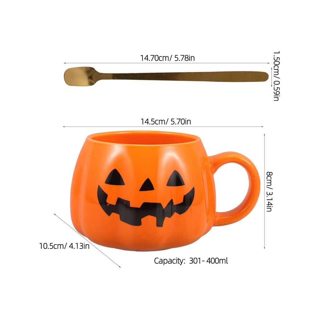 1Set Pumpkin Ghost Ceramic Cup Halloween Coffee Tea Milk Mug Home Office Decorative Water Mug Halloween Mugs Pumpkin Shape Cup