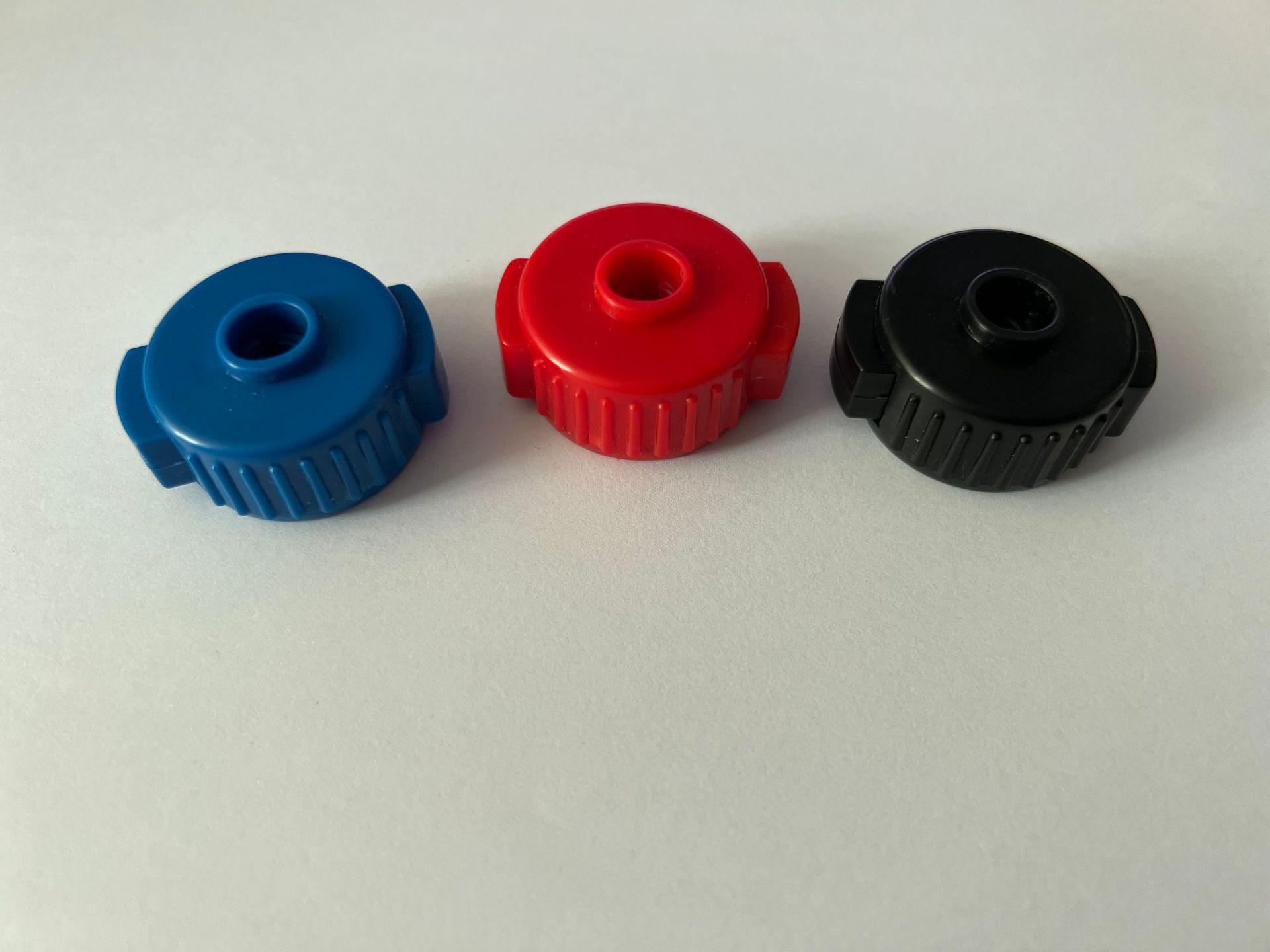 

Cymbal Quick-Release Cap for Easy Installation and Removal of Frame Screw Nut. Black + Blue + Red