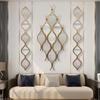 Long Strip Multi Grid Wrought Iron Mirror Wall Sticker Art Home Livingroom Background Wall Decoration Hotel Store Wall Ornaments