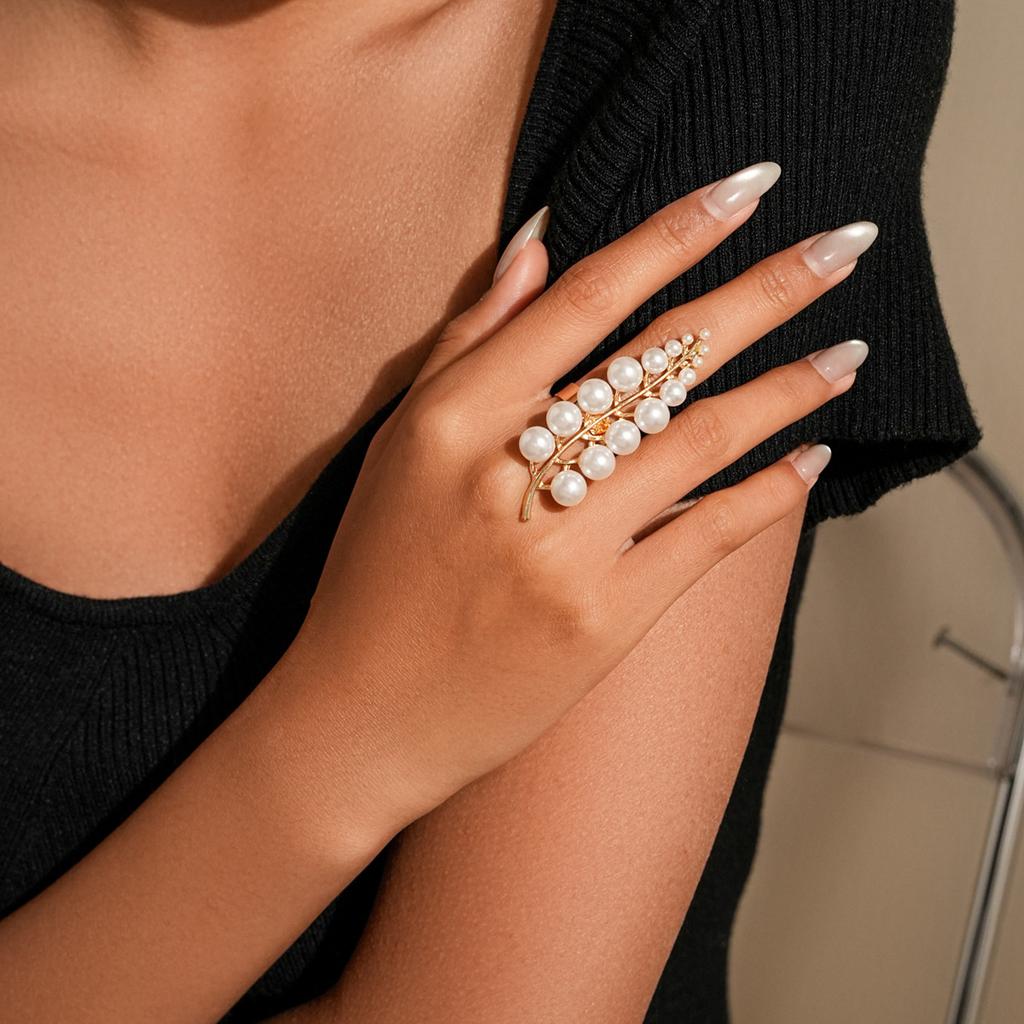 Personalized Trend Summer Ocean - Style Ring Set: Starfish, Pearl - Branch & Flower Shapes, Creating a Stylish Seaside - Inspired Finger Look