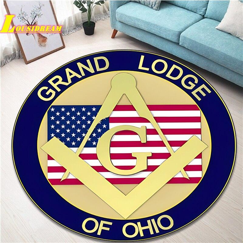 Masonic Logo Rugs Round Rugs Home Decor Rugs Non-Slip Balcony Bathroom Door Mats Outdoor Picnic Mats Office Decor Floor Mats