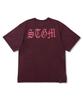 STIGMA Paranoid Tv Vintage-Like Washed Oversized Short Sleeves T-Shirts Burgundy