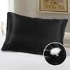 Bedding Luxury Soft Silky Satin Pillowcase Black With Zipper UK US Queen 51*76*2 Cm