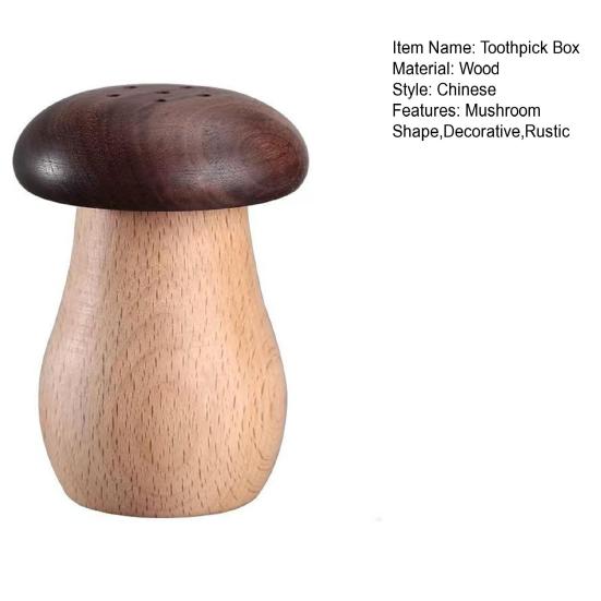 Wooden Mushroom Toothpick Holder Toothpick Dispenser Office Restaurant Desktop Box Home Farmhouse Rustic Toothpick Organizer Container