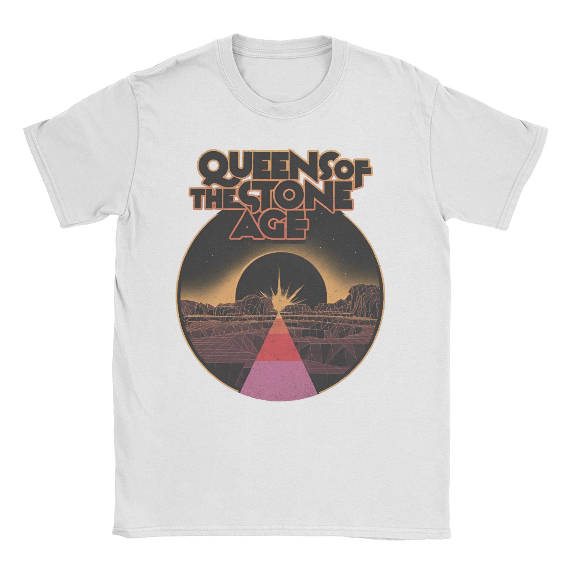 

Мужские футболки Momen Queens of the Stone Age Винтажная футболка с коротким рукавом Футболки с круглым вырезом Одежда с принтом 4XL